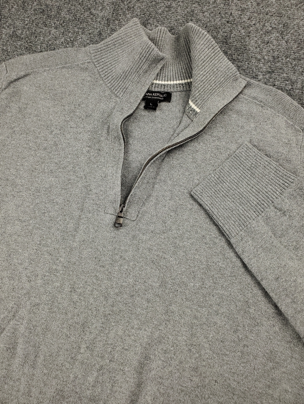 Banana Republic Quarter Zip Sweater Large Cotton Cashmere Pullover Preppy Casual